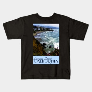 Restored Vintage Laguna Beach California Travel Poster Print Kids T-Shirt